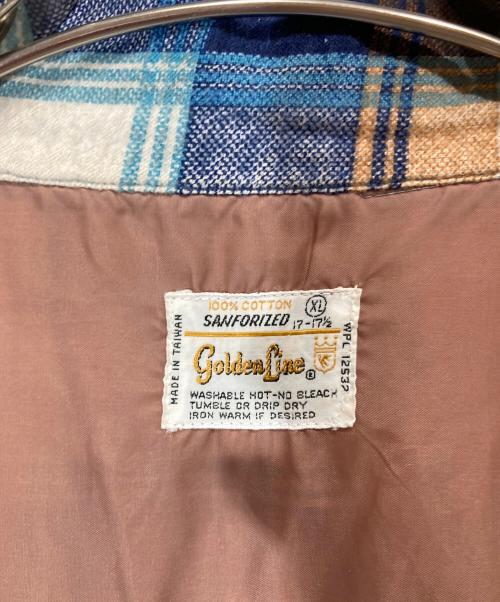 golden Line（ゴールデンライン）Golden Line (ゴールデンライン) ヴィンテージチェックシャツ ネイビー×ブラウン サイズ:XLの古着・服飾アイテム