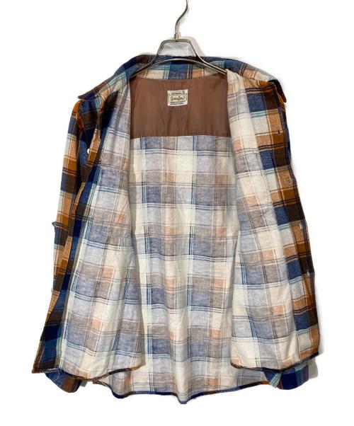 golden Line（ゴールデンライン）Golden Line (ゴールデンライン) ヴィンテージチェックシャツ ネイビー×ブラウン サイズ:XLの古着・服飾アイテム