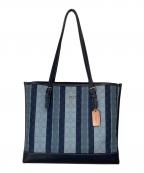 COACHコーチ）の古着「モリー トート シグネチャー ジャカード ウィズ ストライプ」｜ネイビー