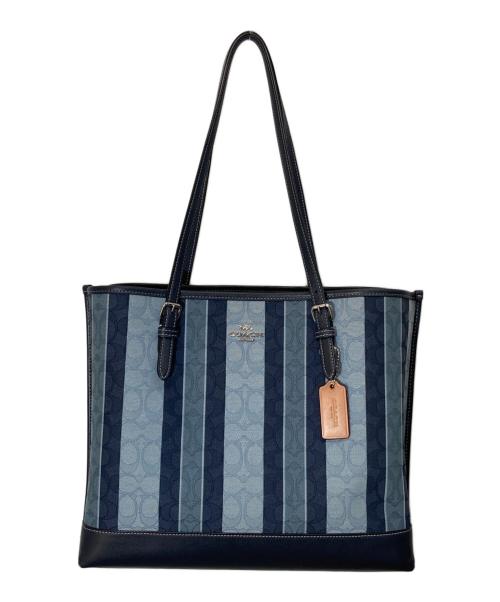 COACH（コーチ）COACH (コーチ) モリー トート シグネチャー ジャカード ウィズ ストライプ ネイビー サイズ:-の古着・服飾アイテム