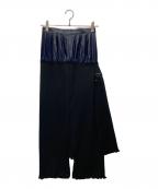 AKIKO AOKIアキコ アオキ）の古着「切替プリーツスカート」｜ネイビー×ブラック