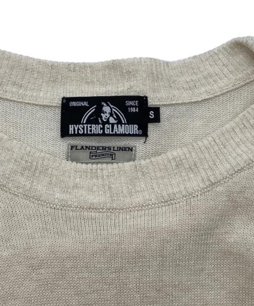 Histeric Glamour（ヒステリックグラマー）Histeric Glamour (ヒステリックグラマー) FIRE LOGO プリント プルオーバー コットンリネン サマー ニット アイボリー サイズ:Sの古着・服飾アイテム