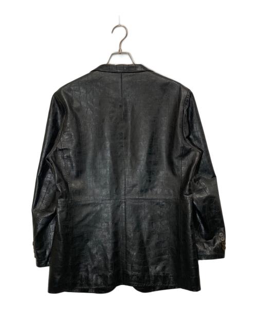 LANVIN COLLECTION（ランバンコレクション）LANVIN COLLECTION (ランバンコレクション) クロコ型押しラムレザーテーラードジャケット ブラック サイズ:52の古着・服飾アイテム