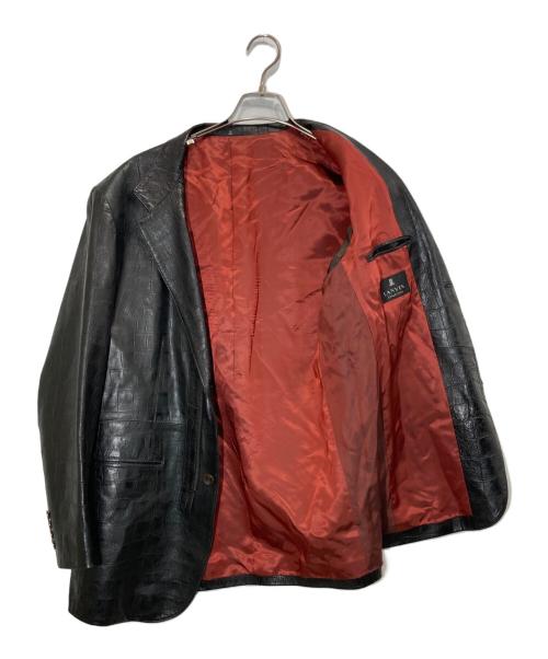 LANVIN COLLECTION（ランバンコレクション）LANVIN COLLECTION (ランバンコレクション) クロコ型押しラムレザーテーラードジャケット ブラック サイズ:52の古着・服飾アイテム