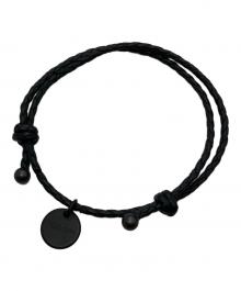 BOTTEGA VENETA（ボッテガベネタ）の古着「イントレチャートダブルレザーブレスレット」｜ブラック