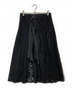 sacaiサカイ）の古着「レースドッキング プリーツ ラップスカート」｜ブラック