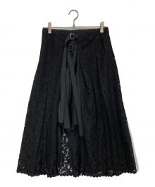 sacai（サカイ）の古着「レースドッキング プリーツ ラップスカート」｜ブラック