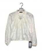 TOMORROW LAND collectionトゥモローランドコレクション）の古着「サンフラワージャカード フリルネックブルゾン」｜ホワイト