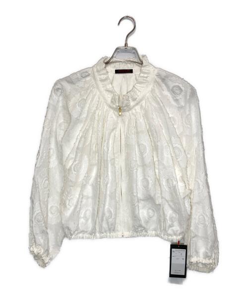 TOMORROW LAND collection（トゥモローランドコレクション）TOMORROW LAND collection (トゥモローランドコレクション) サンフラワージャカード フリルネックブルゾン ホワイト サイズ:36の古着・服飾アイテム
