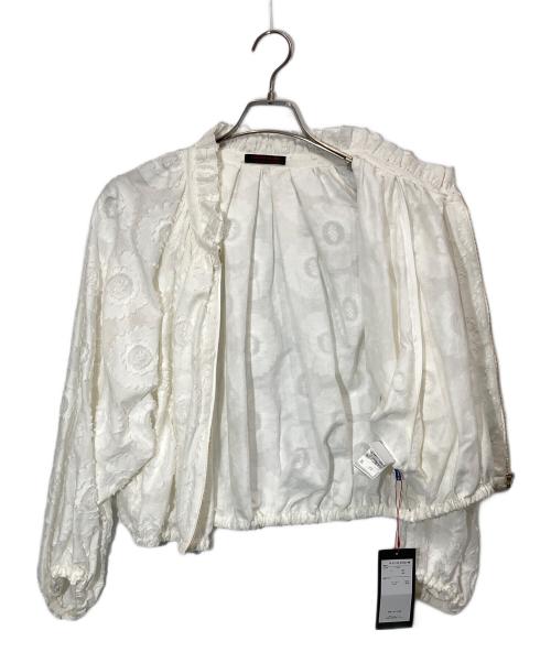 TOMORROW LAND collection（トゥモローランドコレクション）TOMORROW LAND collection (トゥモローランドコレクション) サンフラワージャカード フリルネックブルゾン ホワイト サイズ:36の古着・服飾アイテム