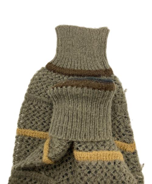 ISSEY MIYAKE（イッセイミヤケ）ISSEY MIYAKE (イッセイミヤケ) レイヤーメッシュボーダーニット カーキ サイズ:下記参照の古着・服飾アイテム
