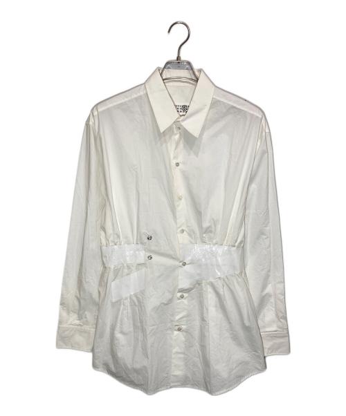 MM6 Maison Margiela（エムエムシックスメゾンマルジェラ）MM6 Maison Margiela (エムエムシックスメゾンマルジェラ) テープデザインシャツ ホワイト サイズ:42の古着・服飾アイテム