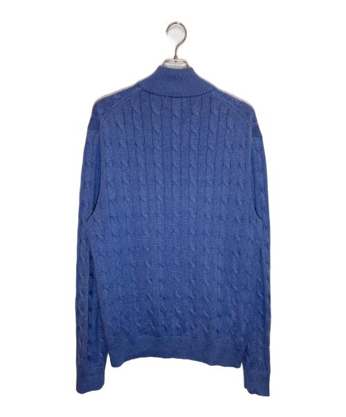 POLO RALPH LAUREN（ポロ・ラルフローレン）POLO RALPH LAUREN (ポロ・ラルフローレン) ハーフジップケーブルニット ブルー サイズ:Lの古着・服飾アイテム