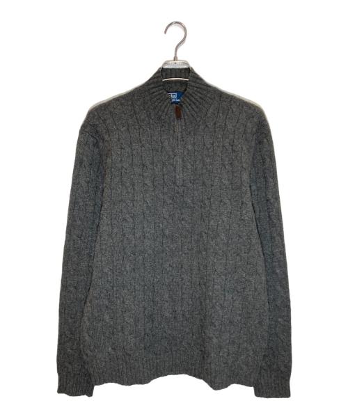 POLO RALPH LAUREN（ポロ・ラルフローレン）POLO RALPH LAUREN (ポロ・ラルフローレン) ハーフジップケーブルニット グレー サイズ:SIZE XLの古着・服飾アイテム