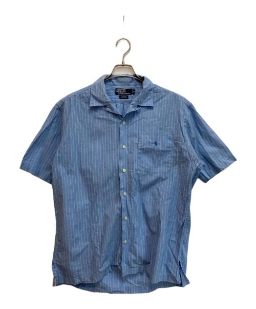 POLO RALPH LAUREN（ポロ・ラルフローレン）POLO RALPH LAUREN (ポロ・ラルフローレン) ストライプオープンカラーシャツ ブルー サイズ:Ⅿの古着・服飾アイテム