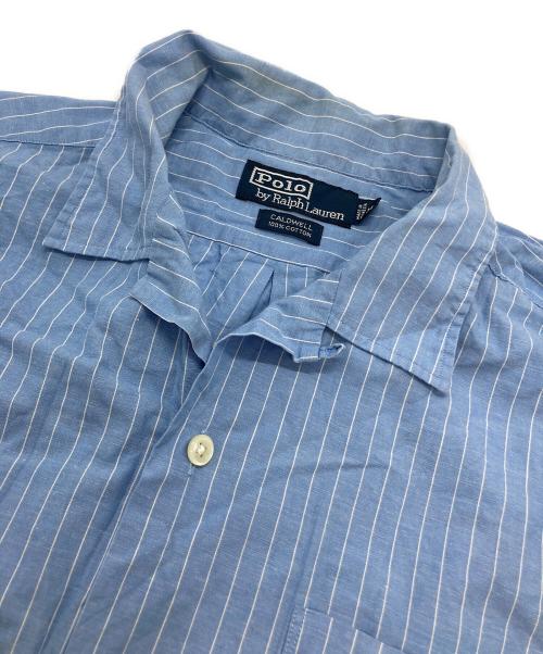 POLO RALPH LAUREN（ポロ・ラルフローレン）POLO RALPH LAUREN (ポロ・ラルフローレン) ストライプオープンカラーシャツ ブルー サイズ:Ⅿの古着・服飾アイテム