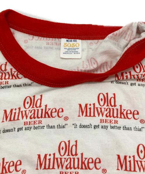 5050（フィフティーフィフティー）5050 (フィフティーフィフティー) ヴィンテージリンガーTシャツ ホワイト×レッド サイズ:Ⅿの古着・服飾アイテム