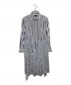 POLO RALPH LAURENポロ・ラルフローレン）の古着「ベルテッド ストライプド コットン シャツドレス」｜ネイビー×ホワイト