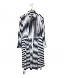 POLO RALPH LAUREN（ポロ・ラルフローレン）の古着「ベルテッド ストライプド コットン シャツドレス」｜ネイビー×ホワイト