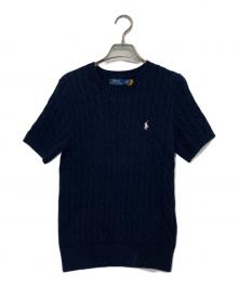 POLO RALPH LAUREN（ポロ・ラルフローレン）の古着「S/Sコットンケーブルニット」｜ネイビー