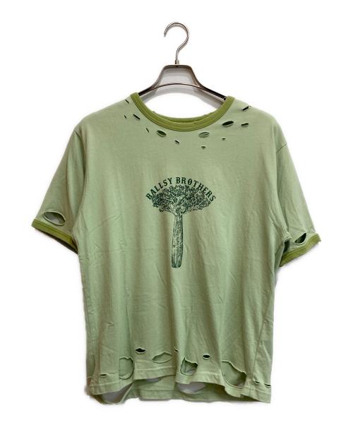 Ballsy.Brothers（ボールジーブラザーズ）BALLSY.BROTHERS (ボールジーブラザーズ) ダメージ加工Tシャツ グリーン サイズ:Ⅿの古着・服飾アイテム
