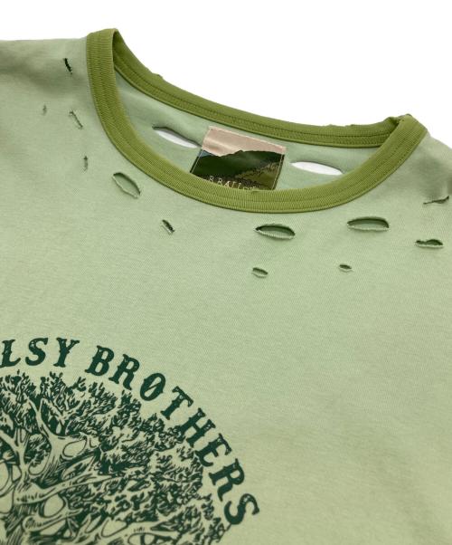 Ballsy.Brothers（ボールジーブラザーズ）BALLSY.BROTHERS (ボールジーブラザーズ) ダメージ加工Tシャツ グリーン サイズ:Ⅿの古着・服飾アイテム