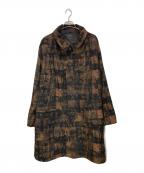 s'yteサイト）の古着「CHECK JACQUARD OVERSIZED SOUTIEN COLLAR COAT」｜ブラウン×ブラック