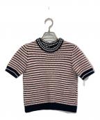 MIU MIUミュウミュウ）の古着「S/Sマルチボーダーニット」｜ピンク×ネイビー