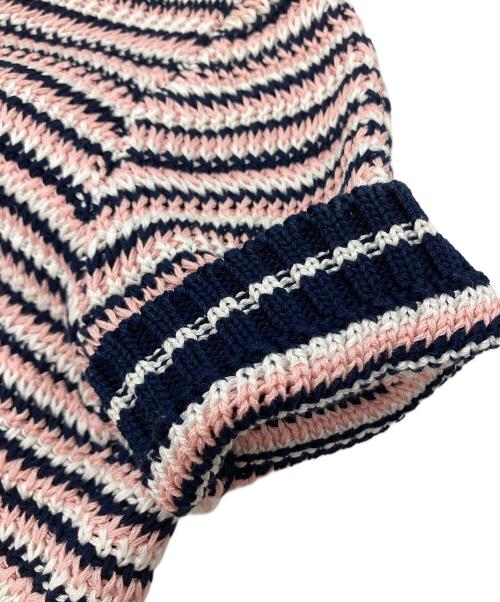 MIU MIU（ミュウミュウ）MIU MIU (ミュウミュウ) S/Sマルチボーダーニット ピンク×ネイビー サイズ:38の古着・服飾アイテム