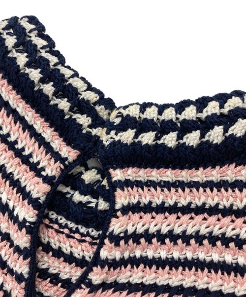 MIU MIU（ミュウミュウ）MIU MIU (ミュウミュウ) S/Sマルチボーダーニット ピンク×ネイビー サイズ:38の古着・服飾アイテム