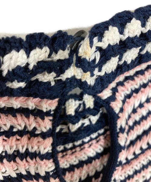 MIU MIU（ミュウミュウ）MIU MIU (ミュウミュウ) S/Sマルチボーダーニット ピンク×ネイビー サイズ:38の古着・服飾アイテム