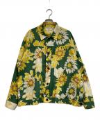 H.UNITエイチユニット）の古着「フラワープリントシャツ」｜グリーン×イエロー