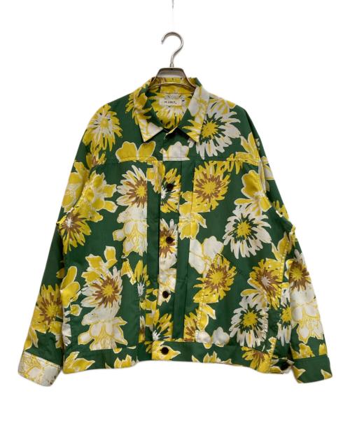 H.UNIT（エイチユニット）H.UNIT (エイチユニット) フラワープリントシャツ グリーン×イエロー サイズ:3の古着・服飾アイテム