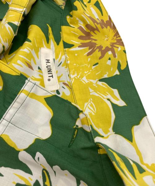 H.UNIT（エイチユニット）H.UNIT (エイチユニット) フラワープリントシャツ グリーン×イエロー サイズ:3の古着・服飾アイテム
