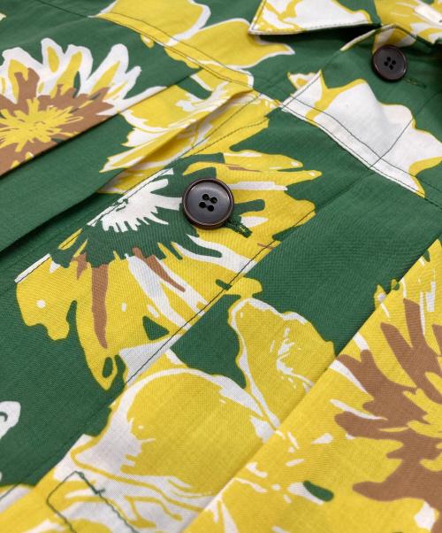 H.UNIT（エイチユニット）H.UNIT (エイチユニット) フラワープリントシャツ グリーン×イエロー サイズ:3の古着・服飾アイテム