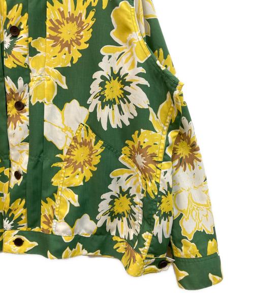 H.UNIT（エイチユニット）H.UNIT (エイチユニット) フラワープリントシャツ グリーン×イエロー サイズ:3の古着・服飾アイテム