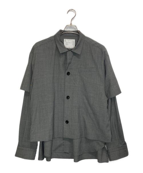 sacai（サカイ）sacai (サカイ) Suiting Layered Shirt グレー サイズ:2の古着・服飾アイテム