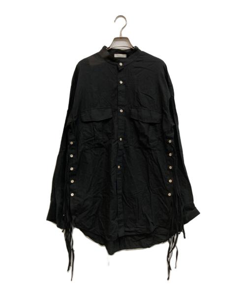 BED J.W. FORD（ベッドフォード）BED J.W. FORD (ベッドフォード) レースアップノーカラーシャツ ブラック サイズ:1の古着・服飾アイテム