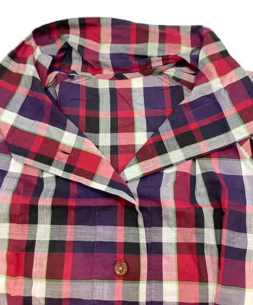 Vivienne Westwood RED LABEL（ヴィヴィアンウエストウッドレッドレーベル）Vivienne Westwood RED LABEL (ヴィヴィアンウエストウッドレッドレーベル) 半袖デザインチェックシャツ レッド サイズ:2の古着・服飾アイテム
