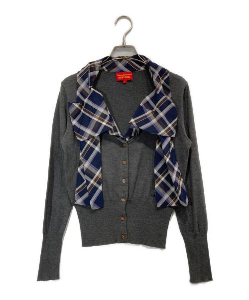 Vivienne Westwood RED LABEL（ヴィヴィアンウエストウッドレッドレーベル）Vivienne Westwood RED LABEL (ヴィヴィアンウエストウッドレッドレーベル) ドッキングチェックカーディガン グレー×ネイビー サイズ:2の古着・服飾アイテム