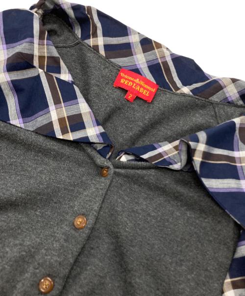 Vivienne Westwood RED LABEL（ヴィヴィアンウエストウッドレッドレーベル）Vivienne Westwood RED LABEL (ヴィヴィアンウエストウッドレッドレーベル) ドッキングチェックカーディガン グレー×ネイビー サイズ:2の古着・服飾アイテム