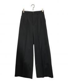 MAISON SPECIAL（メゾンスペシャル）の古着「Wool Mix Continuous Tow-Tuck Wide Pants」｜ブラック