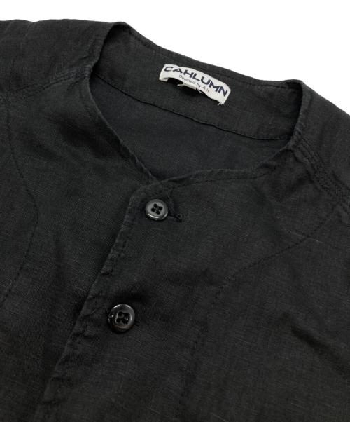CAHLUMN（カウラム）CAHLUMN (カウラム) Linen Baseball Shirt ブラック サイズ:Lの古着・服飾アイテム