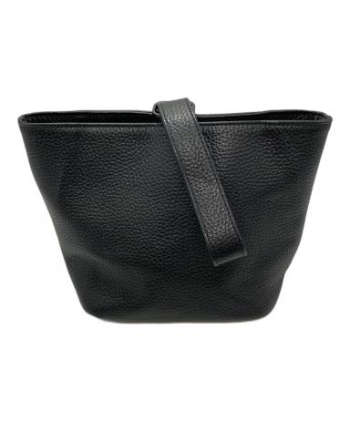 中古・古着通販】HushTug (ハッシュタグ) 巾着レザーバッグ ブラック