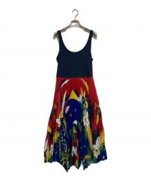 POLO RALPH LAUREN（ポロ・ラルフローレン）の古着「フローラル ハイブリッド セータープリーテッド ドレス」｜マルチカラー