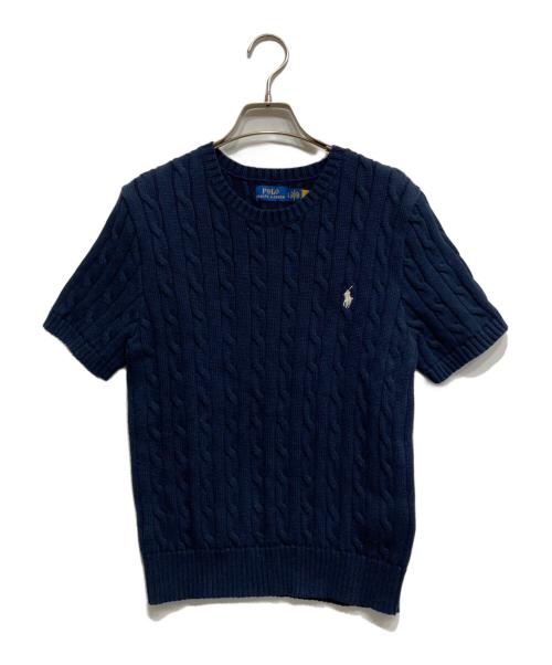 POLO RALPH LAUREN（ポロ・ラルフローレン）POLO RALPH LAUREN (ポロ・ラルフローレン) S/S ケーブルニット ネイビー サイズ:Lの古着・服飾アイテム