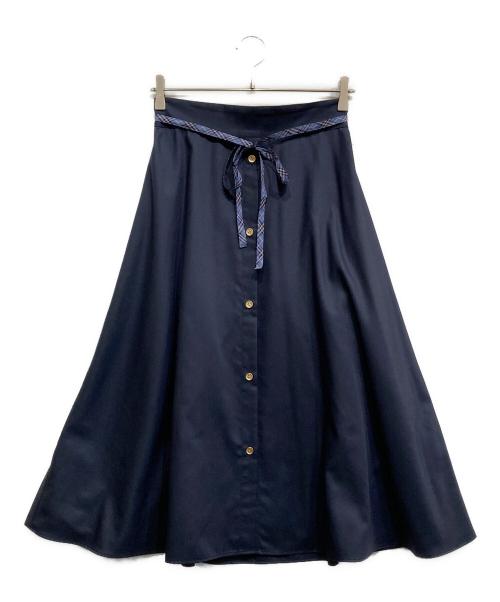 BLUE LABEL CRESTBRIDGE（ブルーレーベルクレストブリッジ）BLUE LABEL CRESTBRIDGE (ブルーレーベルクレストブリッジ) マイクロスパンポプリンスカート ネイビー サイズ:38の古着・服飾アイテム