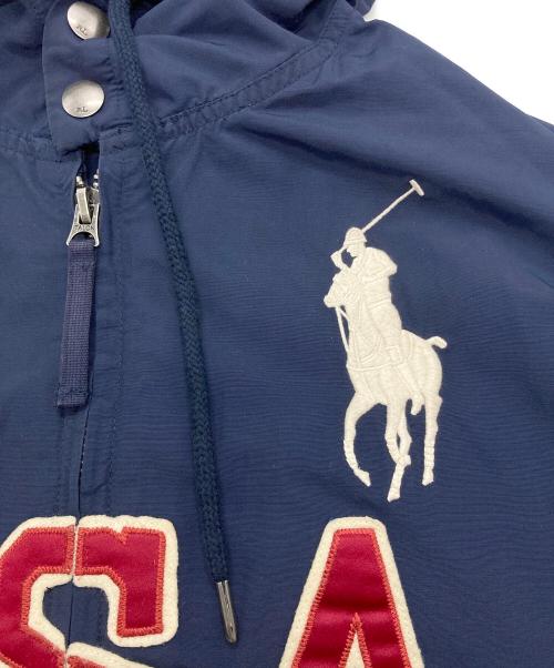 POLO RALPH LAUREN（ポロ・ラルフローレン）POLO RALPH LAUREN (ポロ・ラルフローレン) フーデットナイロンジャケット ネイビー サイズ:Lの古着・服飾アイテム