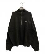 stussyステューシー）の古着「Half Zip Mock Neck Sweater」｜ブラック
