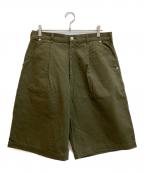COMME des GARCONS HOMMEコムデギャルソン オム）の古着「Cotton Twill Wide Leg Shorts」｜グリーン